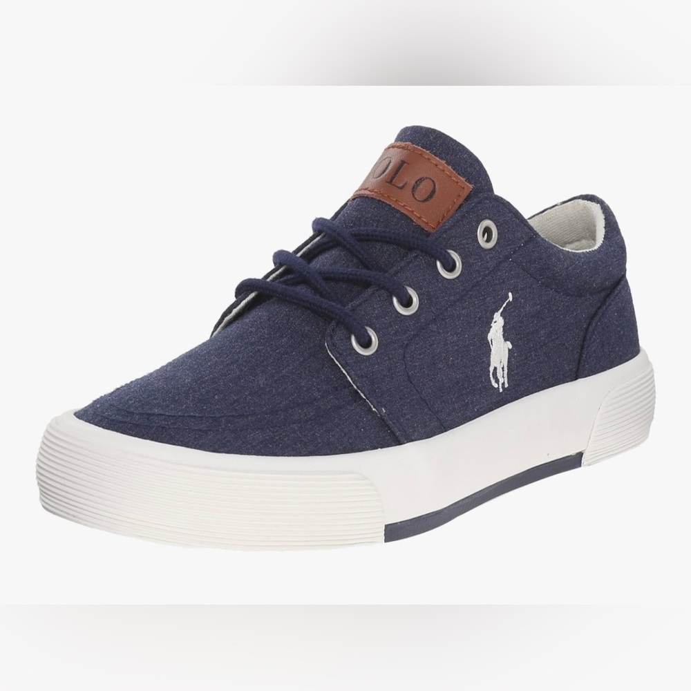Polo Ralph Lauren Faxon II Navy White Canvas Sneakers Boys Size 5.5 New in Box!